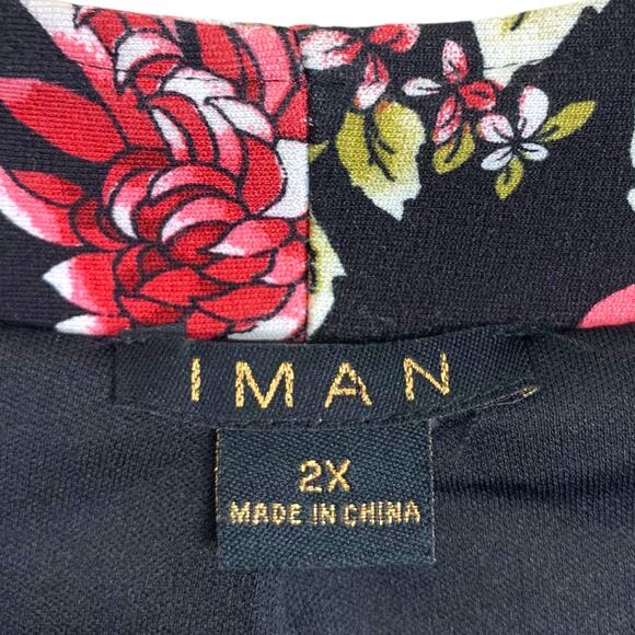 IMAN Women's 2XL Black Pink Red Floral Convertible Motorcycle Jacket - Picture 11 of 13